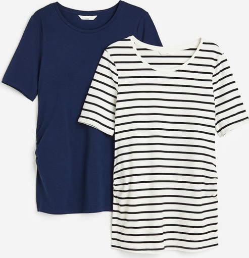 H & M & - MAMA Bawełniany T-shirt 2-pak - Niebieski