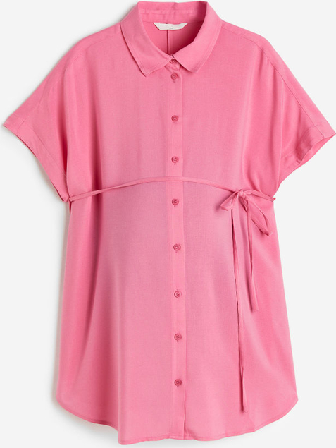H & M & - MAMA Bluzka z wiązanym paskiem - Różowy