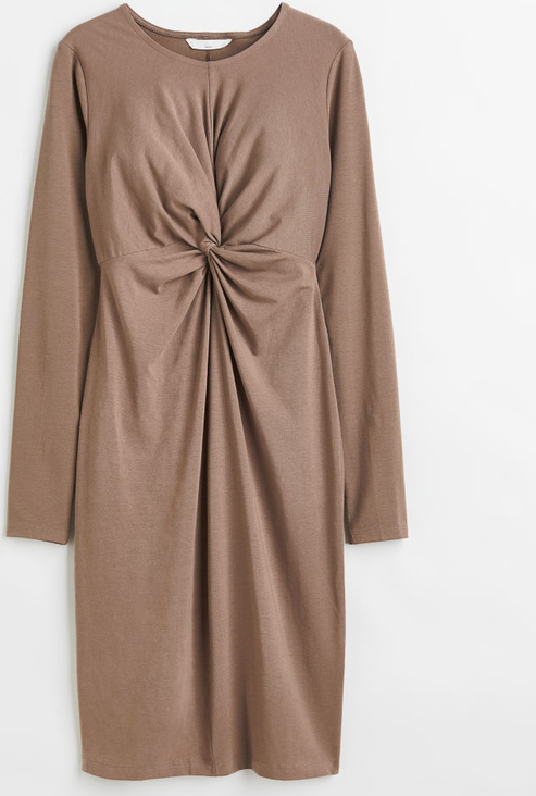 H & M & - MAMA Drapowana sukienka dżersejowa - Brązowy