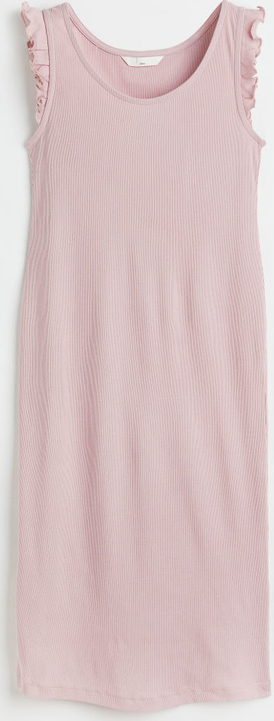 H & M & - MAMA Dżersejowa sukienka z falbankami - Różowy
