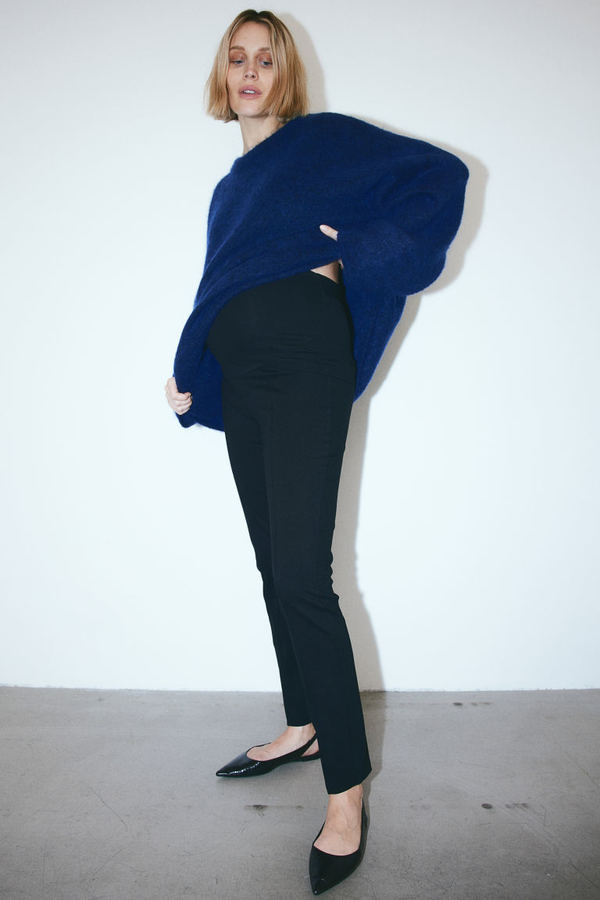 H & M & - MAMA Eleganckie spodnie z dżerseju - Czarny