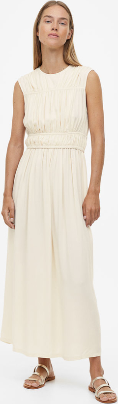 H & M & - MAMA Marszczona sukienka dla karmiącej - Beżowy