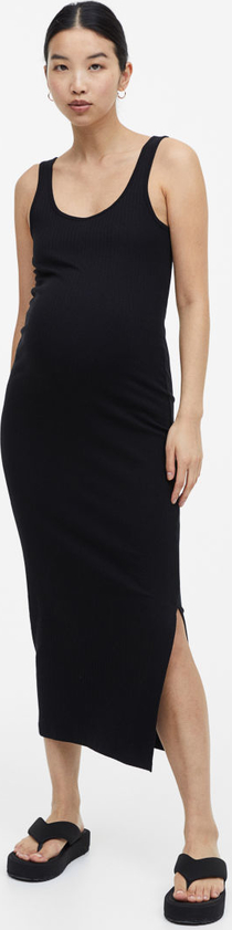 H & M & - MAMA Prążkowana sukienka bez rękawów - Czarny