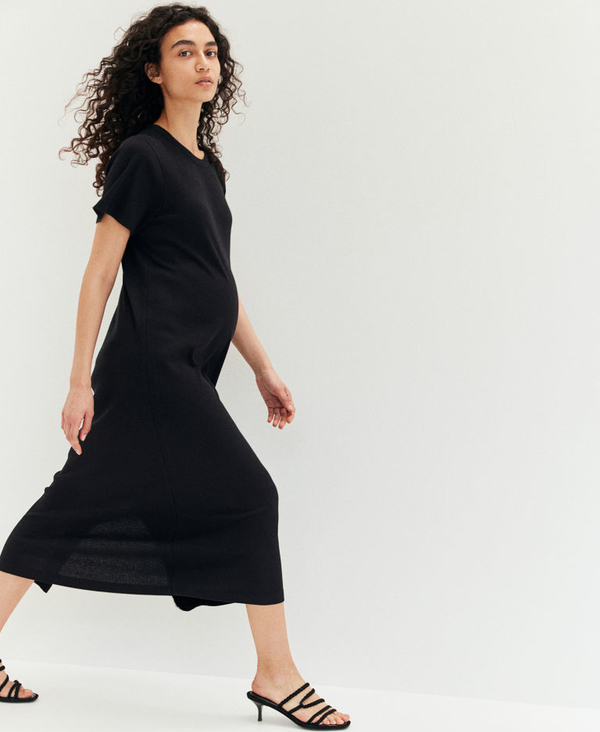 H & M & - MAMA Sukienka T-shirtowa w prążki - Czarny