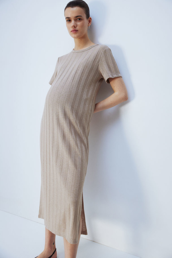 H & M & - MAMA Sukienka w prążki - Brązowy
