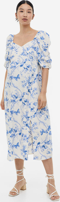 H & M & - MAMA Sukienka z domieszką lnu - Niebieski