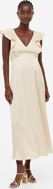 H & M & - MAMA Sukienka z falbanami - Beżowy