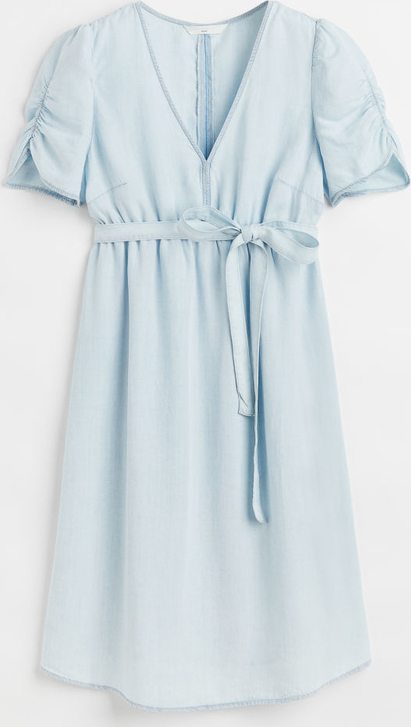 H & M & - MAMA Sukienka z paskiem - Niebieski