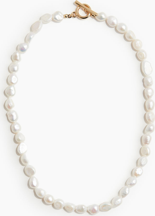 H & M & - Pozłacany naszyjnik z pereł - Biały