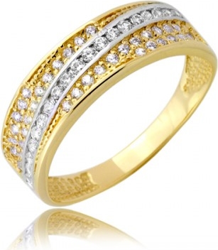Hosa Złoty pierścionek z cyrkoniami z paskiem z białego złota