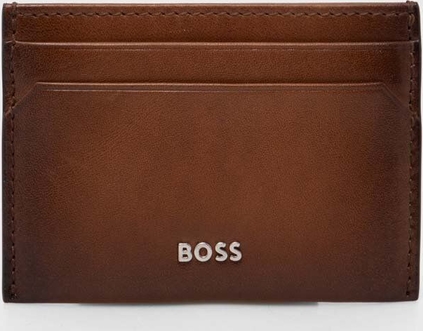 Hugo Boss BOSS etui na karty skórzane kolor brązowy