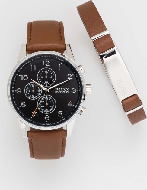 Hugo Boss BOSS zegarek i bransoletka kolor brązowy