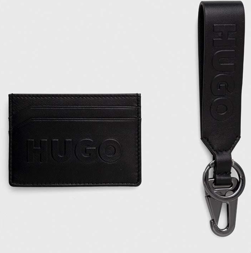 Hugo Boss HUGO etui na karty skórzane i brelok kolor czarny