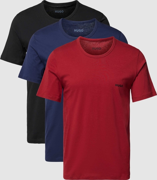 Hugo Boss T-shirt z okrągłym prążkowanym dekoltem w zestawie 3 szt.