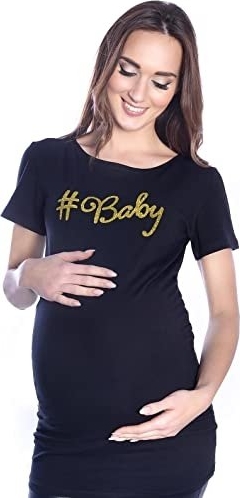 Inne Komfortowy T-shirt „#baby” dla kobiet w ciąży 9080 czarny
