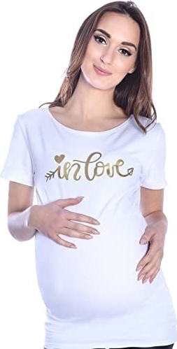 Inne Komfortowy T-shirt „In Love” dla kobiet w ciąży 9080 biały