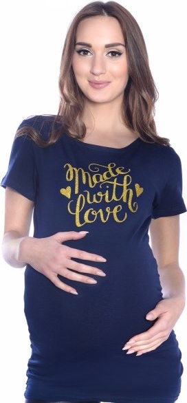 Inne Komfortowy T-shirt „Made with love” dla kobiet w ciąży 9080 granat