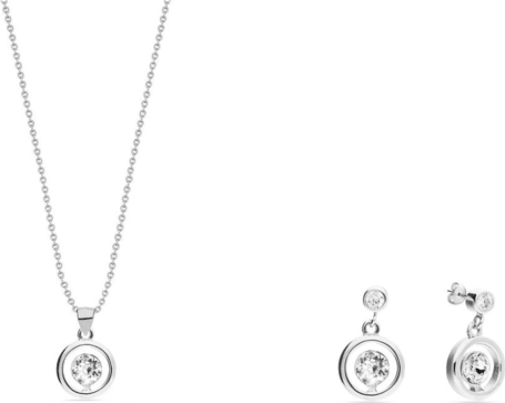 Irbis.style srebrny komplet biżuterii - kolczyki i naszyjnik z kryształem Swarovski®