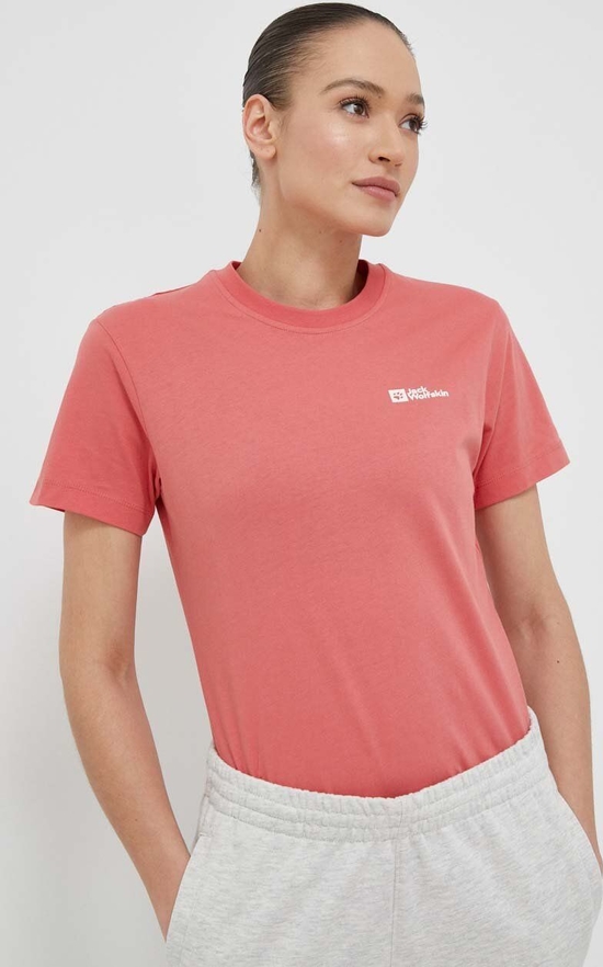 Jack Wolfskin t-shirt bawełniany kolor różowy