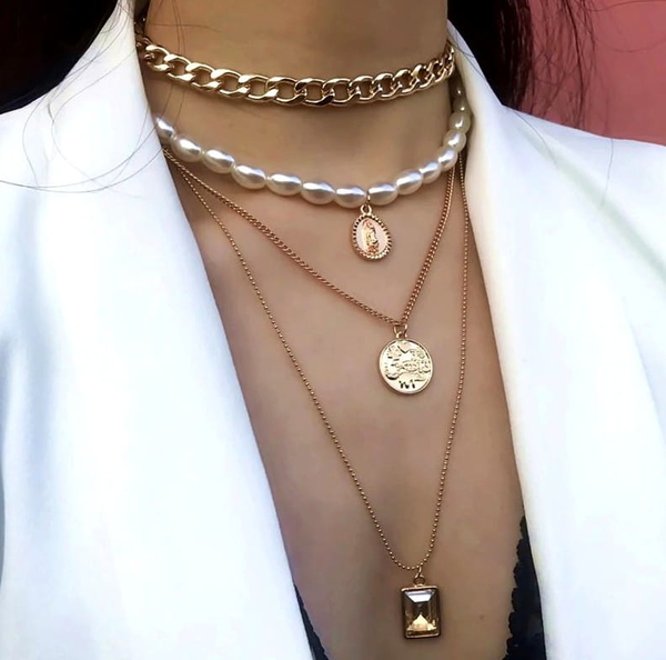 Jewelry & Watches Damski modny Naszyjnik choker łańcuch perły moneta