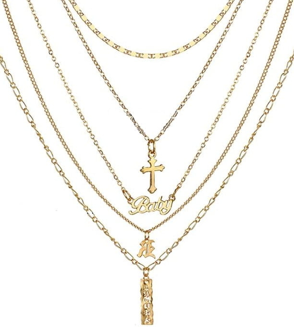 Jewelry & Watches Długi Naszyjnik multi złoty krzyż Kolia Choker