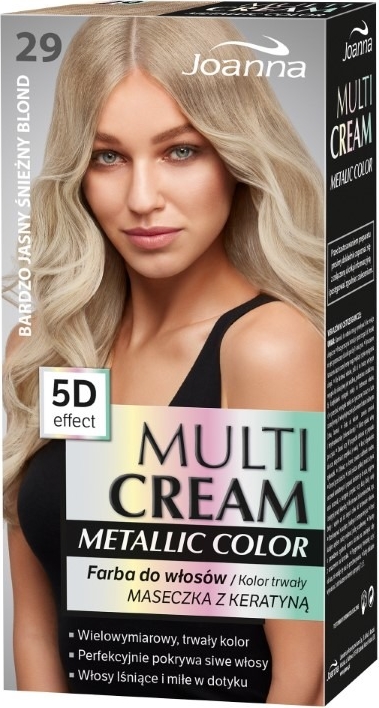 Joanna, Multi Cream Metallic Color, farba do włosów, nr 29 Bardzo Jasny Śnieżny Blond
