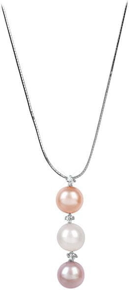 JwL Luxury Pearls Cienkie naszyjnik z perłą i cyrkoniami JL0425 srebro 925/1000