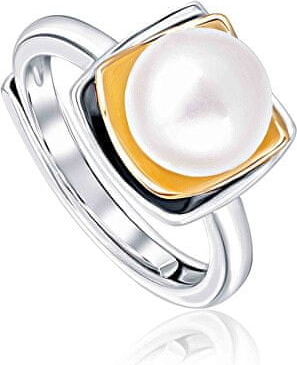 JwL Luxury Pearls DwubarwnySrebrny pierścionek z prawdziwą perłą JL0623 srebro 925/1000