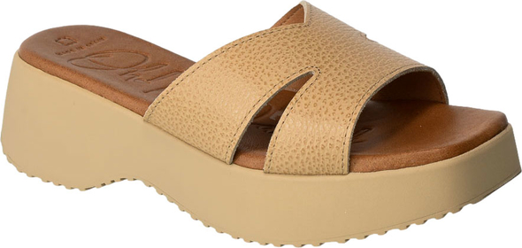 Klapki Oh My Sandals w stylu casual ze skóry na koturnie