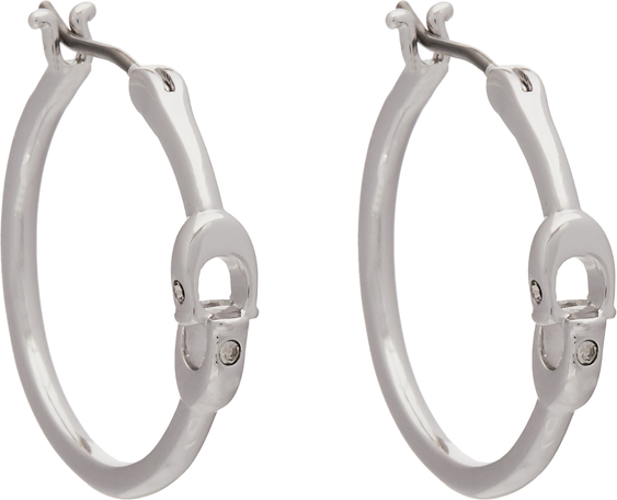 Kolczyki Coach Signature Hoop Earrings 37408160RHO030 Srebrny
