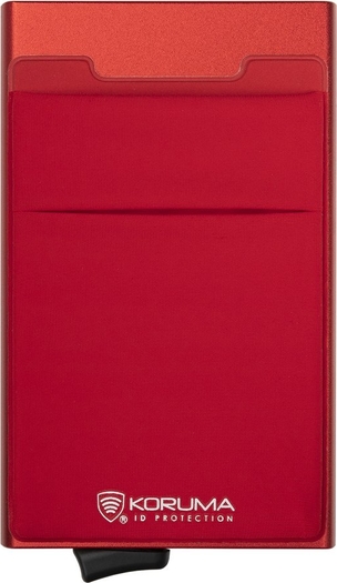 Koruma Aluminiowy portfel z wysuwanymi kartami i ochroną kart zbliżeniowych (Czerwony)