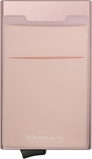 Koruma Aluminiowy portfel z wysuwanymi kartami i ochroną kart zbliżeniowych (Różowy)