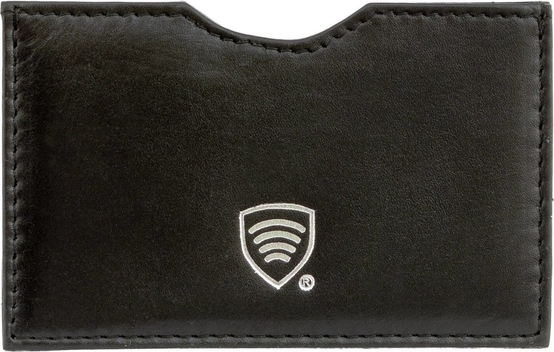 Koruma Etui ze skóry blokujące kartę płatniczą RFID ze srebrnym logo (Czarny)