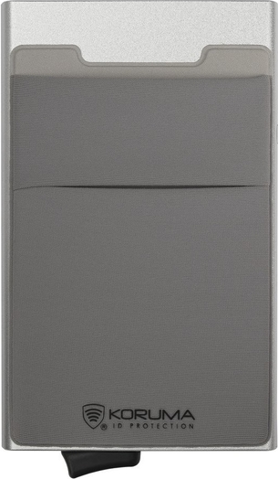 Koruma Metalowy portfel z wysuwanymi kartami i ochroną kart zbliżeniowych (Srebrny)