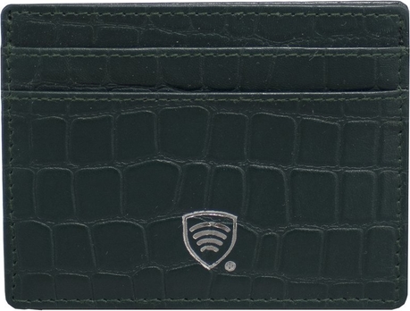 Koruma Skórzane etui antykradzieżowe na karty zbliżeniowe RFID (Zielony, Croco)