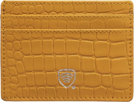 Koruma Skórzane etui antykradzieżowe na karty zbliżeniowe RFID (Żółty, Croco)