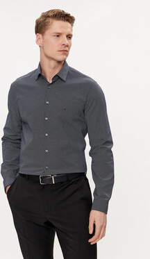 Koszula Calvin Klein w geometryczne wzory z klasycznym kołnierzykiem z długim rękawem