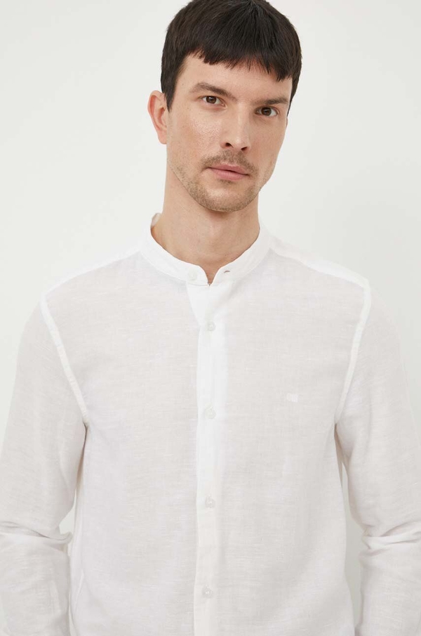 Koszula Calvin Klein z lnu ze stójką