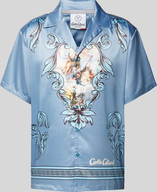Koszula Carlo Colucci z nadrukiem w młodzieżowym stylu z klasycznym kołnierzykiem