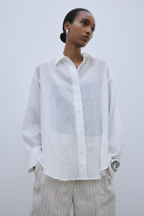 Koszula H & M z bawełny z długim rękawem