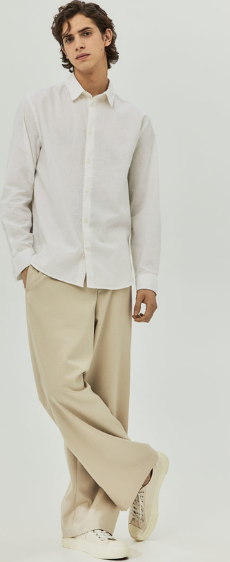 Koszula H & M z tkaniny z długim rękawem w stylu casual