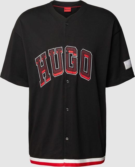 Koszula Hugo Boss z bawełny ze stójką z krótkim rękawem