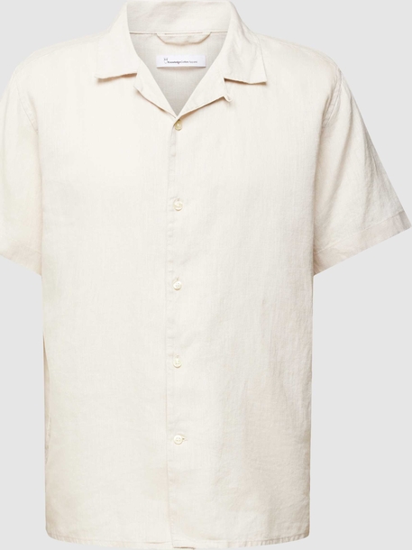 Koszula Knowledge Cotton Apparel z bawełny z klasycznym kołnierzykiem z długim rękawem