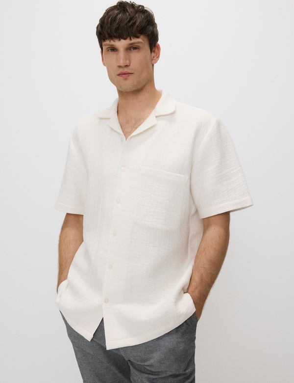 Koszula Reserved z krótkim rękawem z bawełny w stylu casual