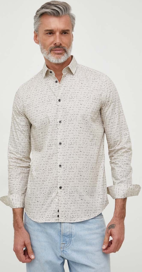 Koszula Sisley z bawełny z klasycznym kołnierzykiem