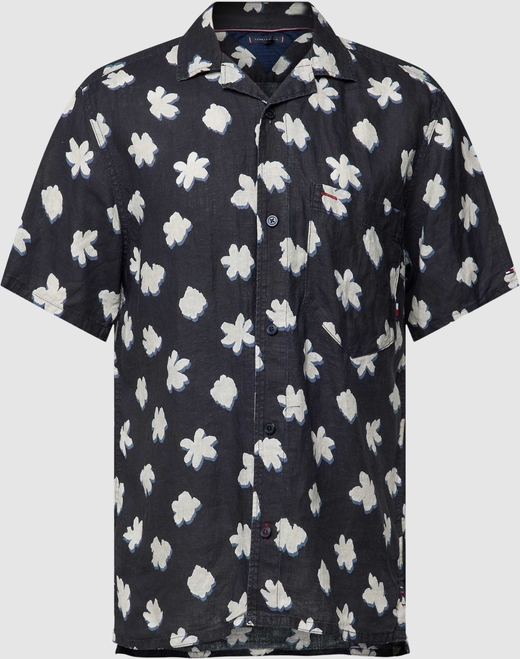 Koszula Tommy Hilfiger w młodzieżowym stylu z krótkim rękawem z lnu