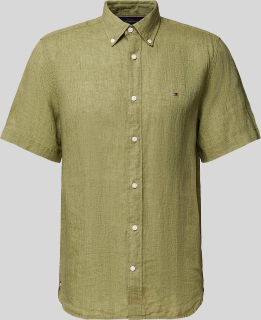 Koszula Tommy Hilfiger w stylu casual z lnu z krótkim rękawem