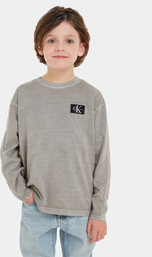 Koszulka dziecięca Calvin Klein z jeansu z długim rękawem dla chłopców