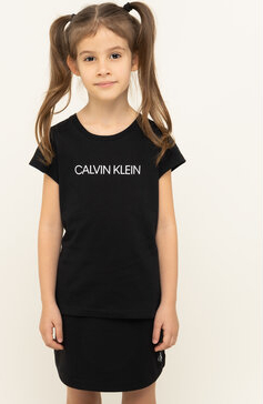 Koszulka dziecięca Calvin Klein z jeansu z krótkim rękawem