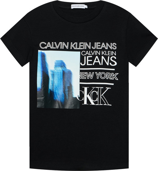 Koszulka dziecięca Calvin Klein z jeansu z krótkim rękawem dla chłopców
